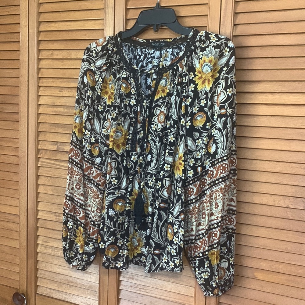 Rachel Zoe block print blouse